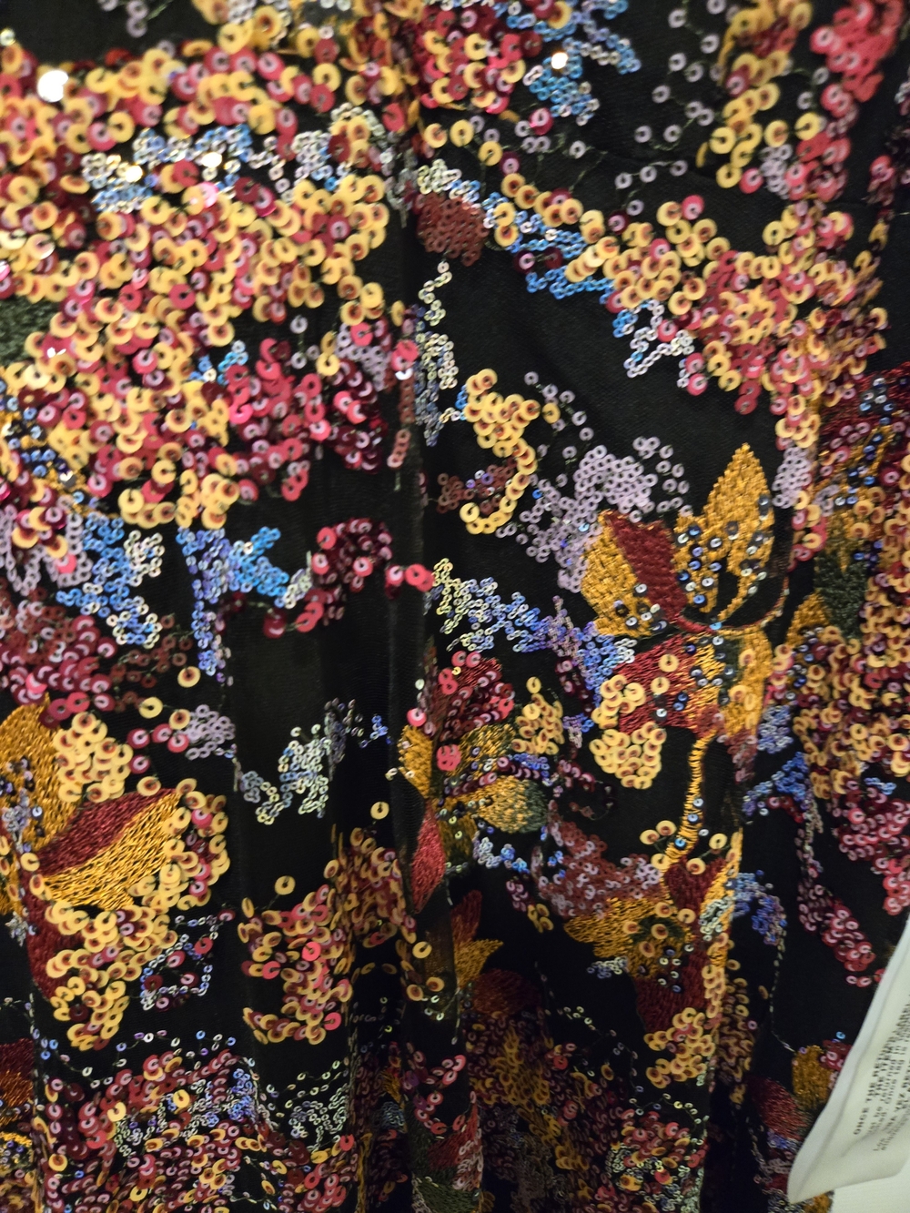 Floral V-Neck Sleeveless Women’s Dress - Black with Pink & Yellow Floral Print - Picture 7 of 9